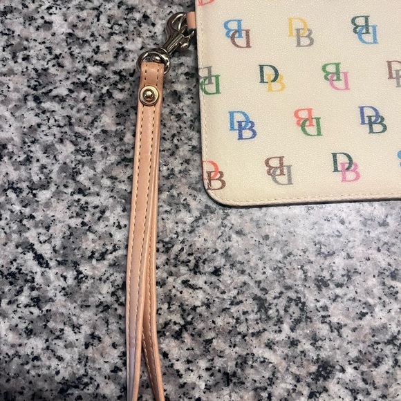 Dooney & Bourke Women's Multicolor Logo Wristlet, Key charm & Rainbow Zipper - Picture 3 of 7